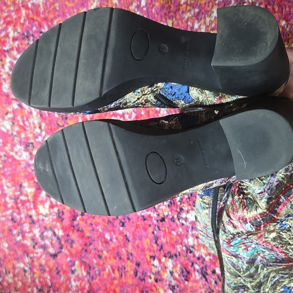 SOLD Velvet Metallic Paisley Gogo Boots Retro Vintage 90s 70s Style Toni Pons - Picture 6 of 12